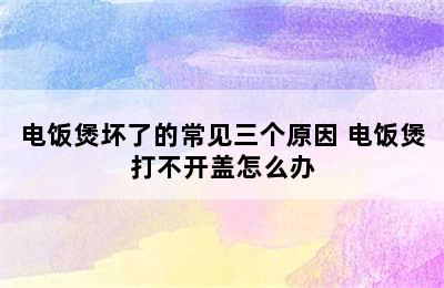 电饭煲坏了的常见三个原因 电饭煲打不开盖怎么办